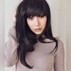 Dark Brown Free Wig Cap With Fringe Bangs